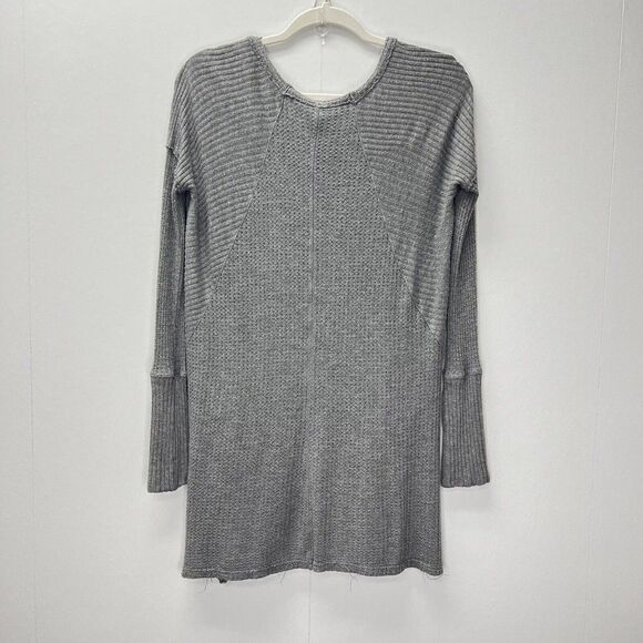 Free People Gray Ventura Raglan Waffle Knit Thermal Top Long Sleeve Size S - Picture 6 of 10